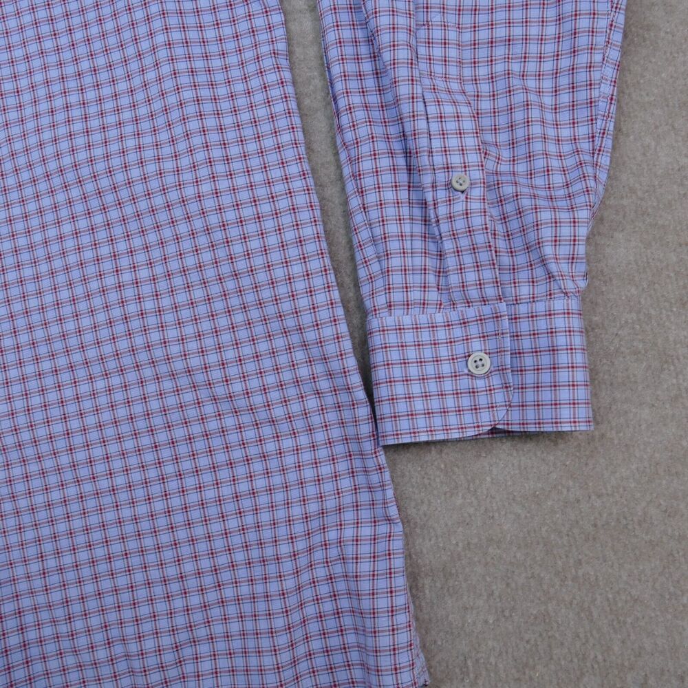 Jos A Bank Travel Tech Shirt Men 2XL Tailored Fit Blue Red Button Up Long Sleeve - Picture 3 of 11